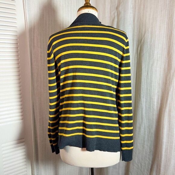 Cable & Gauge | Sweaters | M | Dark Grey Yellow Striped Cut Out Sweater - Picture 4 of 5